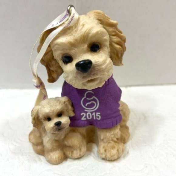 2015 Mom & Puppy Terrier Dogs Figurine Holiday Ornament March of Dimes 3"x4" - Picture 1 of 8